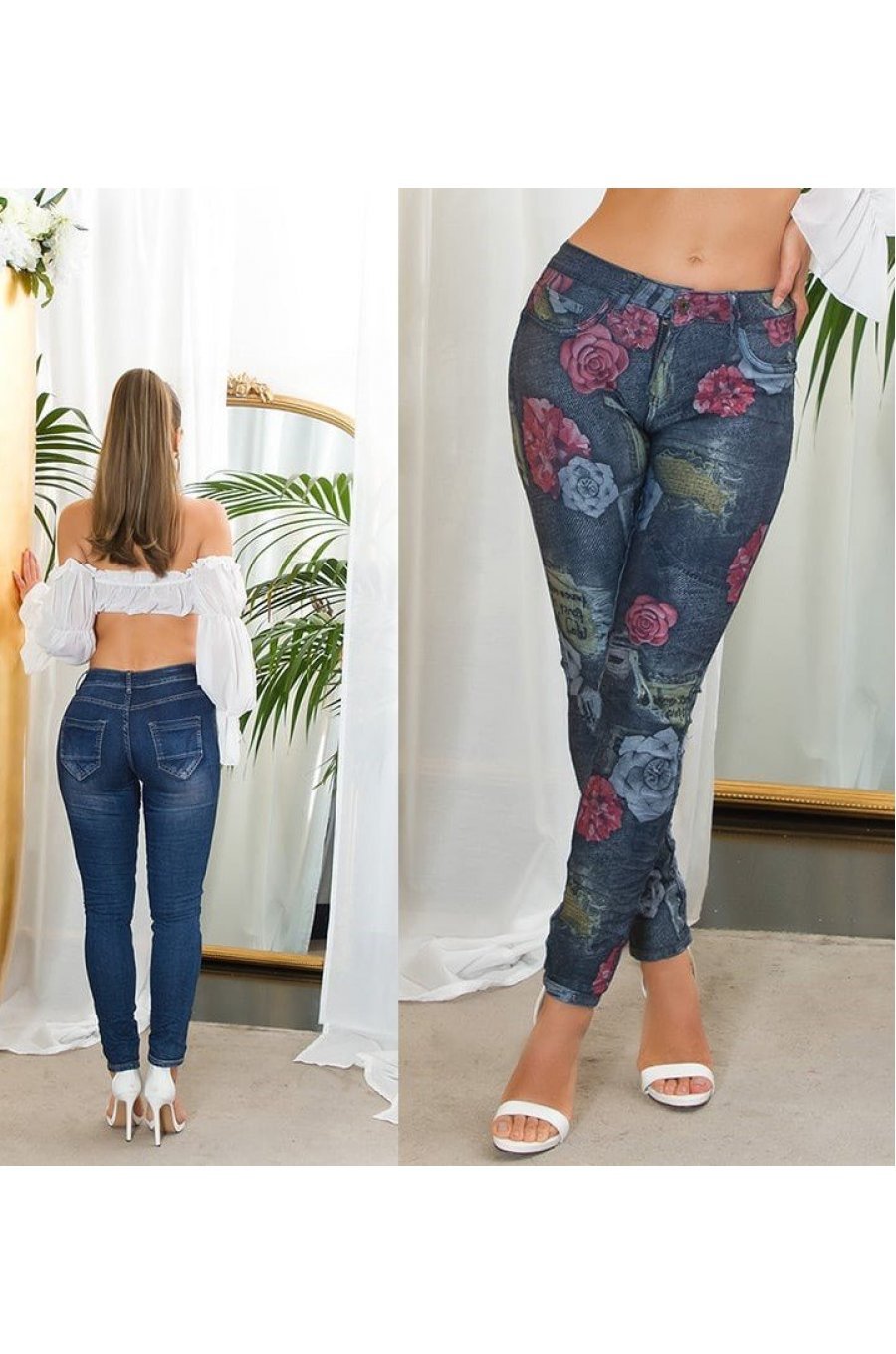Blugi dama cu doua fete, skinny, albastri, din bumbac, Synne Blugi dama cu doua fete, skinny, albastri, din bumbac, Synne 6 - jojofashion.ro