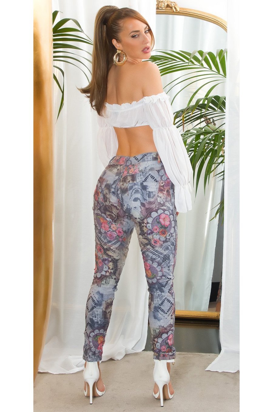 Blugi dama cu doua fete, skinny, gri, din bumbac, Maysara Blugi dama cu doua fete, skinny, gri, din bumbac, Maysara 4 - jojofashion.ro