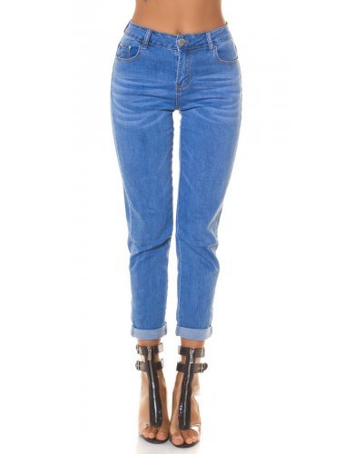 Blugi dama cu push up, bleu, din bumbac, cu talia inalta, Laissa Blugi dama, Blugi dama cu push up, bleu, din bumbac, cu talia inalta, Laissa - jojofashion.ro