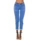 Blugi dama cu push up, bleu, din bumbac, cu talia inalta, Laissa 2 - jojofashion.ro