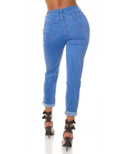 Blugi dama cu push up, bleu, din bumbac, cu talia inalta, Laissa Blugi dama, Blugi dama cu push up, bleu, din bumbac, cu talia inalta, Laissa - jojofashion.ro