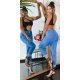 Blugi dama cu push up, bleu, din bumbac, cu talia inalta, Laissa 5 - jojofashion.ro