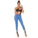 Blugi dama cu push up, bleu, din bumbac, cu talia inalta, Laissa 6 - jojofashion.ro