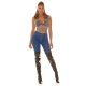 Blugi dama cu push up mulati, albastri, bumbac denim, cu talia inalta, Ruthie 8 - jojofashion.ro