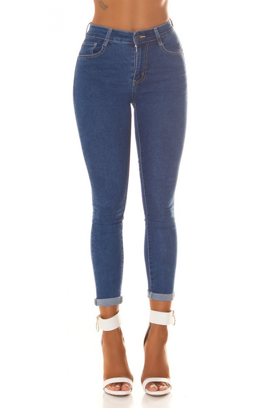 Blugi dama cu push up mulati, albastri, bumbac denim, cu talia inalta, Ruthie 8 - jojofashion.ro