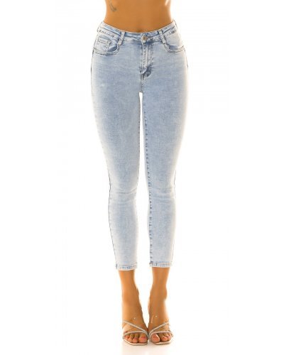 Blugi dama cu push up, prespalati, bleu, din bumbac, mulati, cu talia inalta, Ivandra Blugi dama, Blugi dama cu push up, prespalati, bleu, din bumbac, mulati, cu talia inalta, Ivandra - jojofashion.ro