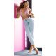 Blugi dama cu push up, prespalati, bleu, din bumbac, mulati, cu talia inalta, Ivandra 4 - jojofashion.ro