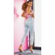 Blugi dama cu push up, prespalati, bleu, din bumbac, mulati, cu talia inalta, Ivandra 5 - jojofashion.ro