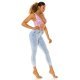 Blugi dama cu push up, prespalati, bleu, din bumbac, mulati, cu talia inalta, Ivandra 8 - jojofashion.ro