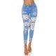 Blugi dama cu push up, rupti, mulati, bleu, din bumbac, accesorizati cu dantela, Paolina 2 - jojofashion.ro