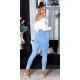 Blugi dama cu push up, rupti, mulati, bleu, din bumbac, accesorizati cu dantela, Paolina 5 - jojofashion.ro