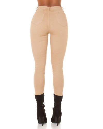 Blugi dama cu push up, skinny, bej, din bumbac, mulati, cu talia inalta, Haley Blugi dama, Blugi dama cu push up, skinny, bej, din bumbac, mulati, cu talia inalta, Haley - jojofashion.ro