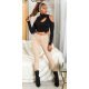 Blugi dama cu push up, skinny, bej, din bumbac, mulati, cu talia inalta, Haley 4 - jojofashion.ro