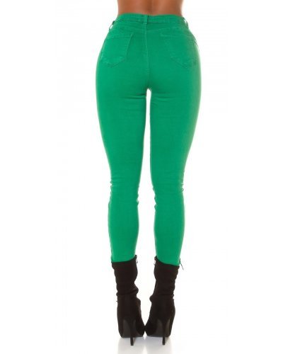 Blugi dama cu push up, skinny, verzi, din bumbac, mulati, cu talia inalta, Haley Blugi dama, Blugi dama cu push up, skinny, verzi, din bumbac, mulati, cu talia inalta, Haley - jojofashion.ro