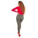 Blugi dama cu talia inalta, kaki, din bumbac, mulati, Kaytlee 5 - jojofashion.ro