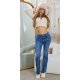 Blugi dama evazati, albastri, bumbac cu glitter, Katerinn Blugi dama evazati, albastri, bumbac cu glitter, Katerinn 4 - jojofashion.ro