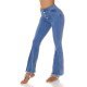 Blugi dama evazati, bleu, din bumbac, cu talia inalta, Christina 2 - jojofashion.ro
