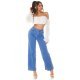 Blugi dama evazati, bleu, din bumbac, cu talia inalta, Naylah 6 - jojofashion.ro