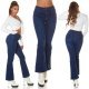 Blugi dama evazati, denim, albastri, bootcut, Helga 6 - jojofashion.ro