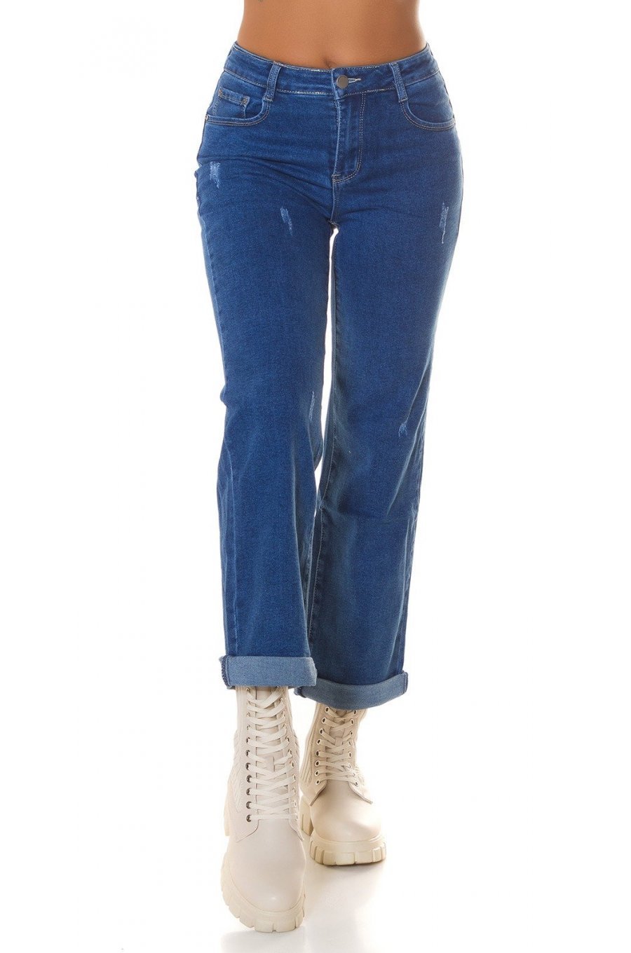 Blugi dama evazati push up, albastri, denim uzat, Janae Blugi dama evazati push up, albastri, denim uzat, Janae 1 - jojofashion.ro