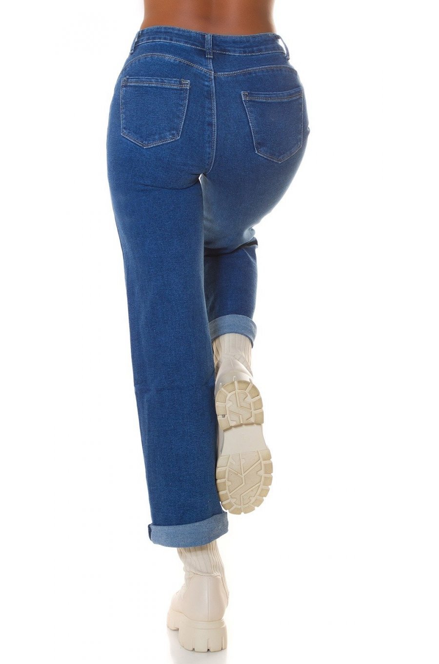 Blugi dama evazati push up, albastri, denim uzat, Janae Blugi dama evazati push up, albastri, denim uzat, Janae 2 - jojofashion.ro