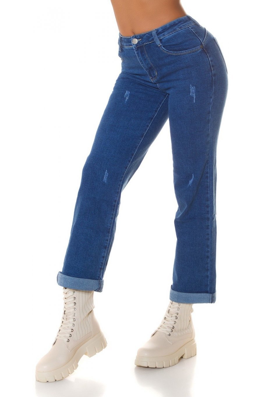 Blugi dama evazati push up, albastri, denim uzat, Janae Blugi dama evazati push up, albastri, denim uzat, Janae 3 - jojofashion.ro