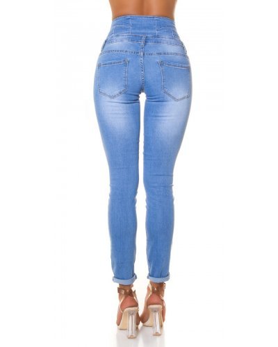 Blugi dama modelatori, albastri, din bumbac, mulati, cu talia inalta, Roberta Blugi dama, Blugi dama modelatori, albastri, din bumbac, mulati, cu talia inalta, Roberta - jojofashion.ro