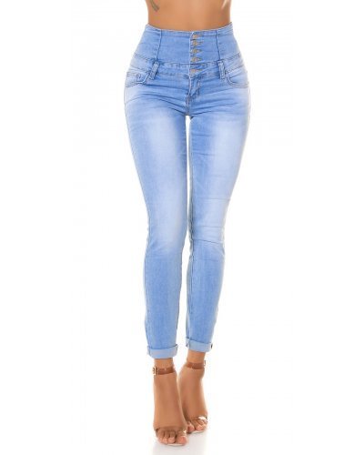Blugi dama modelatori, bleu, din bumbac, mulati, cu talia inalta, Roberta Blugi dama, Blugi dama modelatori, bleu, din bumbac, mulati, cu talia inalta, Roberta - jojofashion.ro