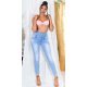 Blugi dama modelatori, bleu, din bumbac, mulati, cu talia inalta, Roberta 4 - jojofashion.ro