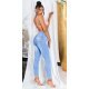 Blugi dama modelatori, bleu, din bumbac, mulati, cu talia inalta, Roberta 5 - jojofashion.ro
