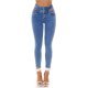 Blugi dama mulati, albastri, din bumbac, cu talia inalta, decupati, Sabinne 2 - jojofashion.ro