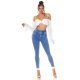 Blugi dama mulati, albastri, din bumbac, cu talia inalta, decupati, Sabinne 6 - jojofashion.ro