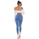 Blugi dama mulati, albastri, din bumbac, cu talia inalta, decupati, Sabinne 7 - jojofashion.ro