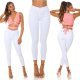 Tinuta de club cu blugi mulati, albi si crop top corai Krame 3 - jojofashion.ro