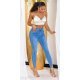 Blugi dama mulati, bleu, din bumbac, skinny, cu talia inalta, Mojo 5 - jojofashion.ro