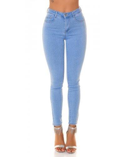 Blugi dama mulati cu push up, baby blue, din denim elastic, cu talia inalta, Shantall Blugi dama, Blugi dama mulati cu push up, baby blue, din denim elastic, cu talia inalta, Shantall - jojofashion.ro