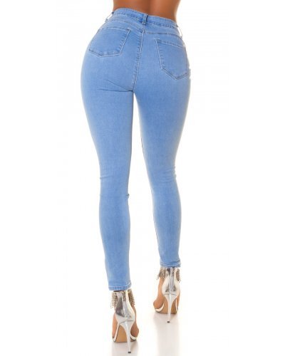 Blugi dama mulati cu push up, baby blue, din denim elastic, cu talia inalta, Shantall Blugi dama, Blugi dama mulati cu push up, baby blue, din denim elastic, cu talia inalta, Shantall - jojofashion.ro
