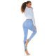 Blugi dama mulati cu push up, baby blue, din denim elastic, cu talia inalta, Shantall 6 - jojofashion.ro