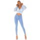 Blugi dama mulati cu push up, baby blue, din denim elastic, cu talia inalta, Shantall 7 - jojofashion.ro