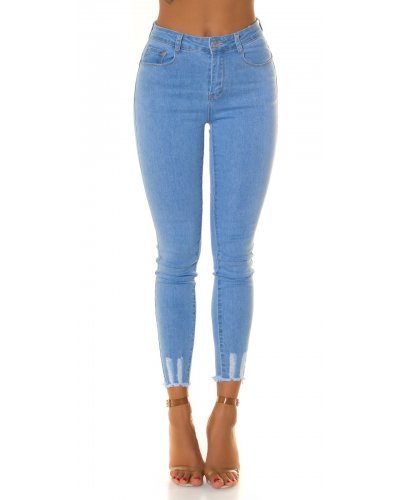 Blugi dama mulati, cu push up, bleu, din bumbac, rupti, cu talia inalta, Rowenn Blugi dama, Blugi dama mulati, cu push up, bleu, din bumbac, rupti, cu talia inalta, Rowenn - jojofashion.ro