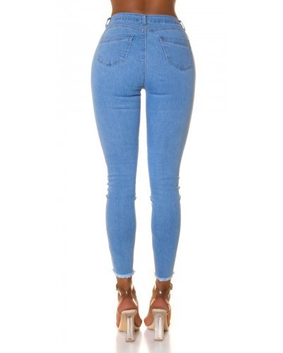 Blugi dama mulati, cu push up, bleu, din bumbac, rupti, cu talia inalta, Rowenn Blugi dama, Blugi dama mulati, cu push up, bleu, din bumbac, rupti, cu talia inalta, Rowenn - jojofashion.ro