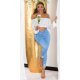 Blugi dama mulati, cu push up, bleu, din bumbac, rupti, cu talia inalta, Rowenn 5 - jojofashion.ro