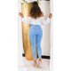 Blugi dama mulati, cu push up, bleu, din bumbac, rupti, cu talia inalta, Rowenn 6 - jojofashion.ro