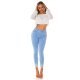 Blugi dama mulati, cu push up, bleu, din bumbac, rupti, cu talia inalta, Rowenn 7 - jojofashion.ro