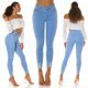 Blugi dama mulati, cu push up, bleu, din bumbac, rupti, cu talia inalta, Rowenn 10 - jojofashion.ro