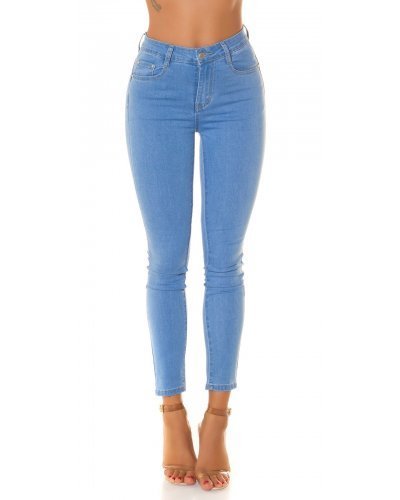 Blugi dama mulati cu push up, bleu, din denim elastic, cu talia inalta, Shantall Blugi dama, Blugi dama mulati cu push up, bleu, din denim elastic, cu talia inalta, Shantall - jojofashion.ro