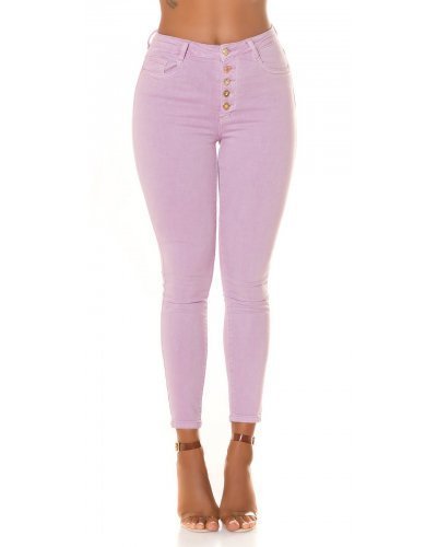 Blugi dama mulati, lila, din bumbac, cu talia inalta, Nasiha - jojofashion.ro