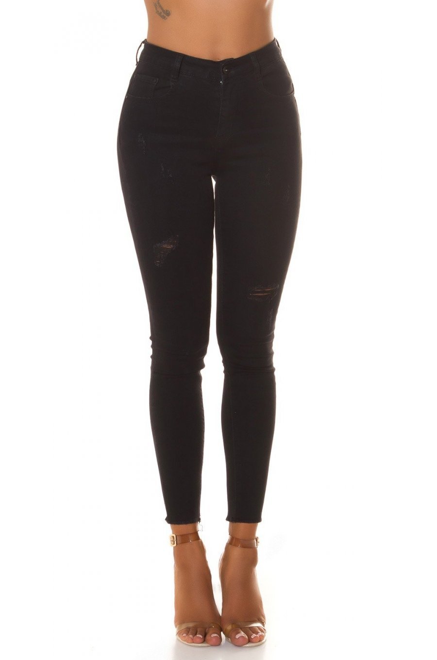 Blugi dama mulati negri, denim cu aspect uzat Becky Blugi dama mulati negri, denim cu aspect uzat Becky 1 - jojofashion.ro