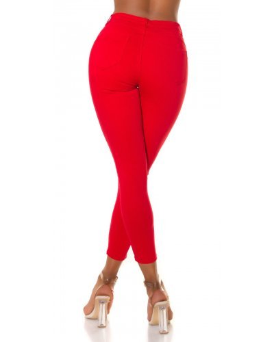 Blugi dama mulati, rosii, din bumbac, cu talia inalta, Krame Blugi dama, Blugi dama mulati, rosii, din bumbac, cu talia inalta, Krame - jojofashion.ro