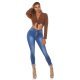 Blugi dama mulati skinny, albastri, din denim, cu talia inalta, Braya 4 - jojofashion.ro
